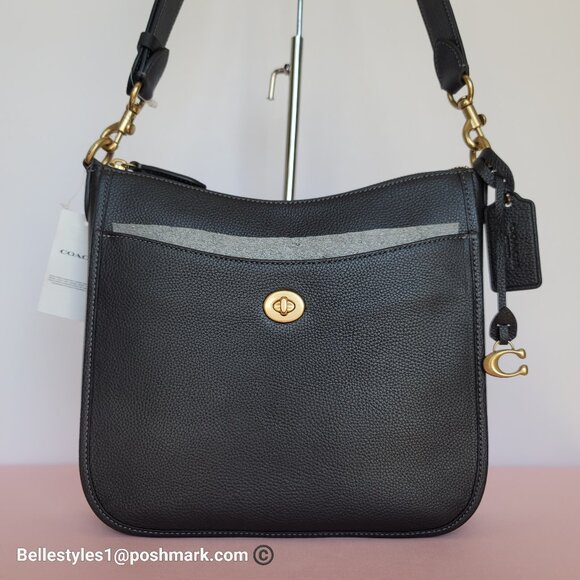 COACH Chaise Pebbled Leather Crossbody Bag- Black color 🎈$238. - Picture 6 of 16